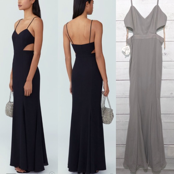 Fame & Partners The Zyra Cutout Waist Sleeveless Maxi Dress Gray Women's Size 2 - Picture 1 of 12
